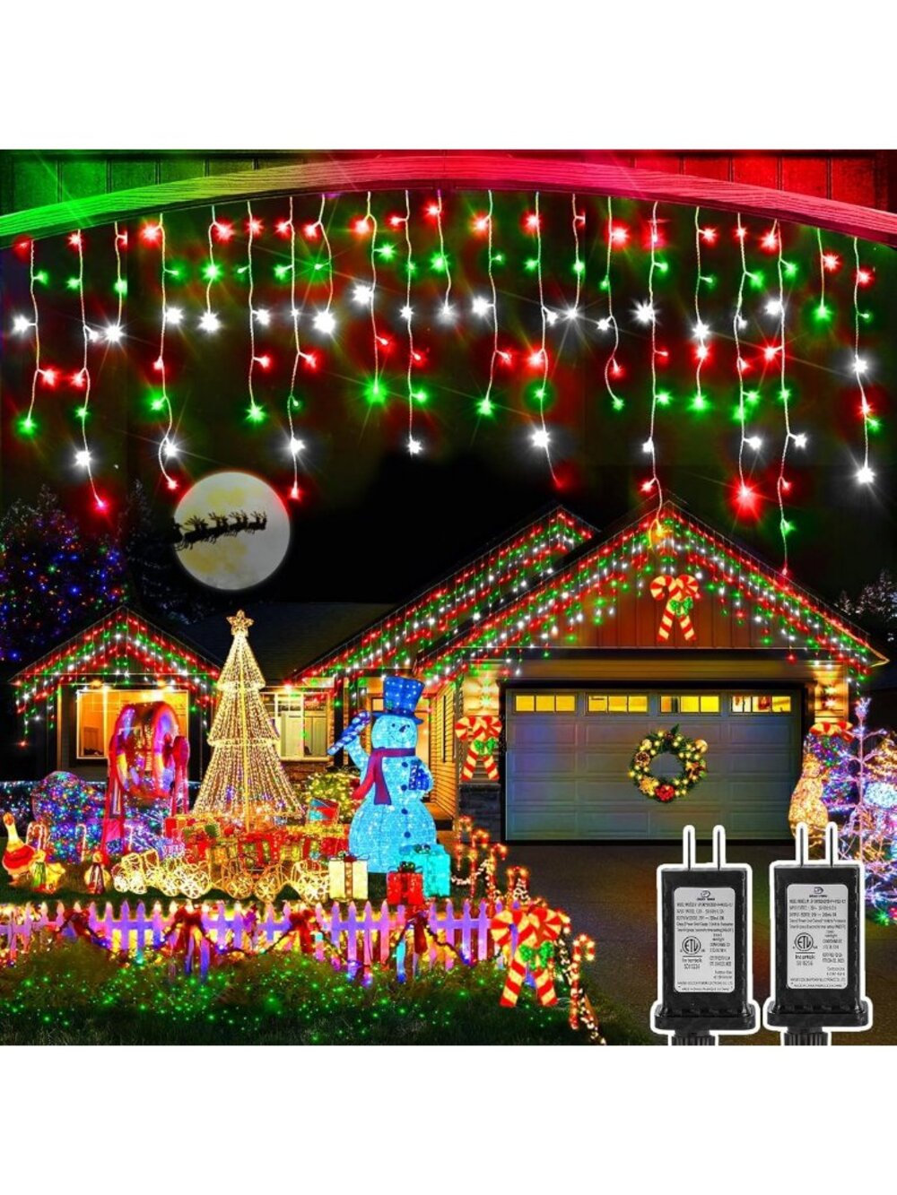 49FT 480LED Connectable Christmas Ice Lights - Outdoor Holiday Decor, 8 Modes